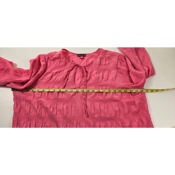 Vince camuto sz 1X barbie pink bubble top blouse long sleeve EUC casual career - Picture 6 of 7